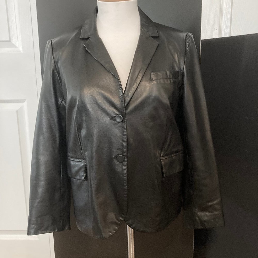 ZARA BLACK LEATHER JACKET 100% SHEEPS SKIN SIZE L